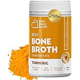 BEST BONE BROTH Premium Beef Bone Broth Concentrate Turmeric Flavour - Grass Fed, Pasture Raised Cattle - Healthier Skin & Na