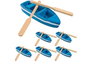 Alipis 6 Set Mini Resin Model Boats with Paddles Micro Sailing Boat Figurines for Ocean and Beach Scene Decoration 2.36 Inch 