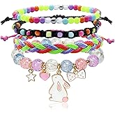 Aswitnove 4 Pcs Easter Braided Beaded Bunny Bracelets for Women Colorful Crystal Beads Stretch Bracelet Adjustable Woven Friendship Bracelets Cute Cartoon Bunny Bracelet Easter Egg Basket Fillers