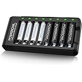 POWEROWL High Capacity Rechargeable AA and AAA Batteries with Battery Charger (USB Fast Charging, Independent Slot), NiMh 4 P