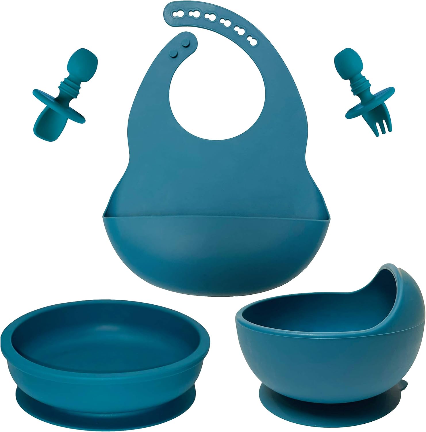 MunchEase Plate and Bowl Baby Set Silicone Suction Bowl with Spoon