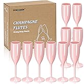XUWAIDSGN Champagne Flute Acrylic Champagne Glasses Wedding Toasting Champagne Flute Goblet Plastic Reusable Unbreakable Champagne Cups for Bachelorette Wedding Bridal Shower Party (Light Pink, 10)