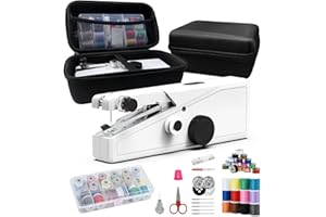 NAUGHTBABY Handheld Sewing Machine, Portable & Cordless Mini Sewing Machine for Beginners - Electric Fast Stitching, DIY Fabric Clothes Repair Kit, Home Travel Mending Machine with Accessories,White