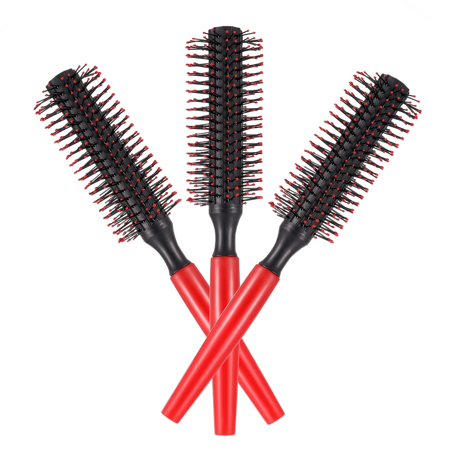 3 Pack Professional Quiff Roller Round Hair Brushes, Plastic Slick Back Hair Brush Anti Static Roller Hairbrush for Men Women and Barbers