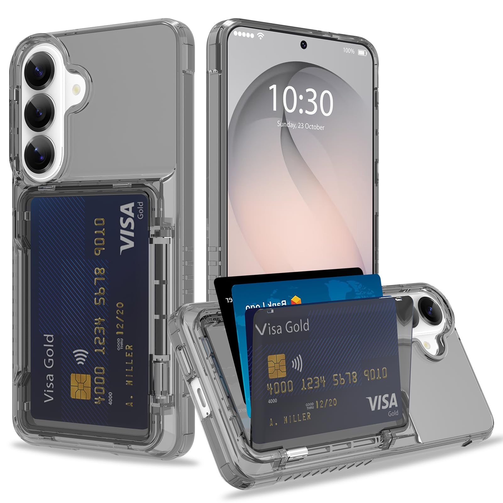 Marphe Wallet Case for Samsung Galaxy S26 6.3 Inch with 3 Credit Card Holder Slot Shockproof Hybrid Heavy Duty Protection Clear Phone Cover Compatible with Galaxy S26 (Clear Black)