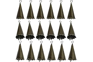 Pinenjoy 18Pcs Vintage Witch Bells with Floral Border Small Bronze Feng Shui Bell for DIY Home Garden Door Hanging Wind Chimes Car Pet Collar Pendant