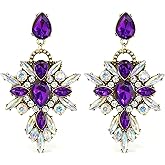 Rhinestone Earrings for Women Purple Blue Gold Crystal Cubic Zirconia Stud Drop Diamond Dangle Dainty Statement Jewelry