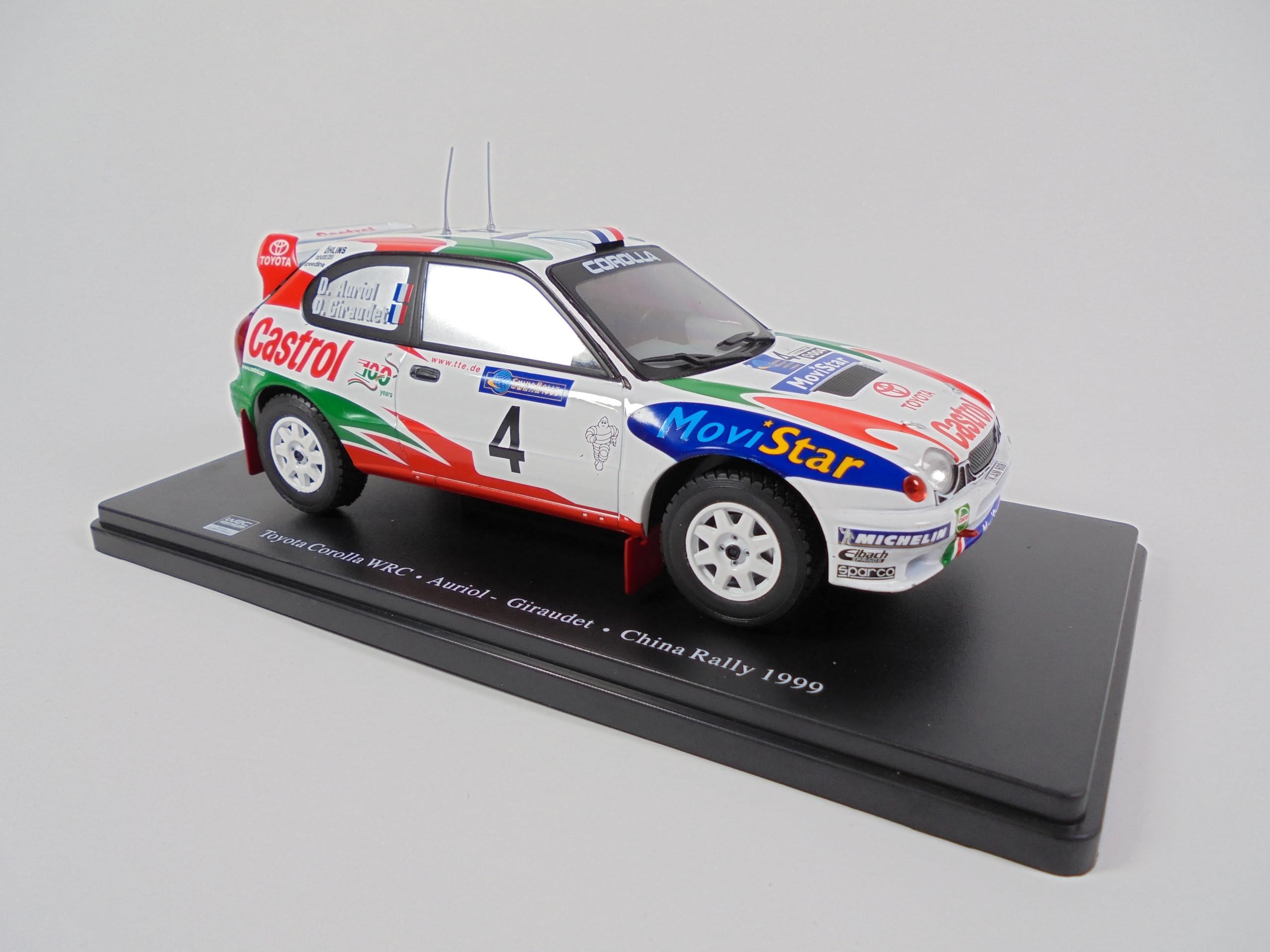 OPO 10 - 1/24 scale model car compatible with Toyota Corolla WRC Auriol/Giraudet China Rally 1999 - RVQ42