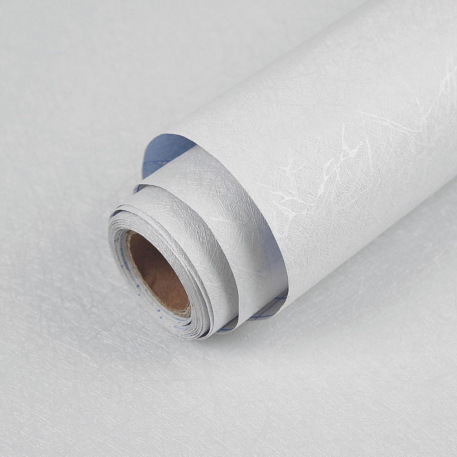 Photo 1 of White Textured Wallpaper Peel and Stick - Removable Silk Embossed Vinyl Wrap Paper for Cabinet - New Environmentally Friendly Upgrade Wall Paper for Cabinets, Shelves, Backsplash 15.7 X 118 Inch