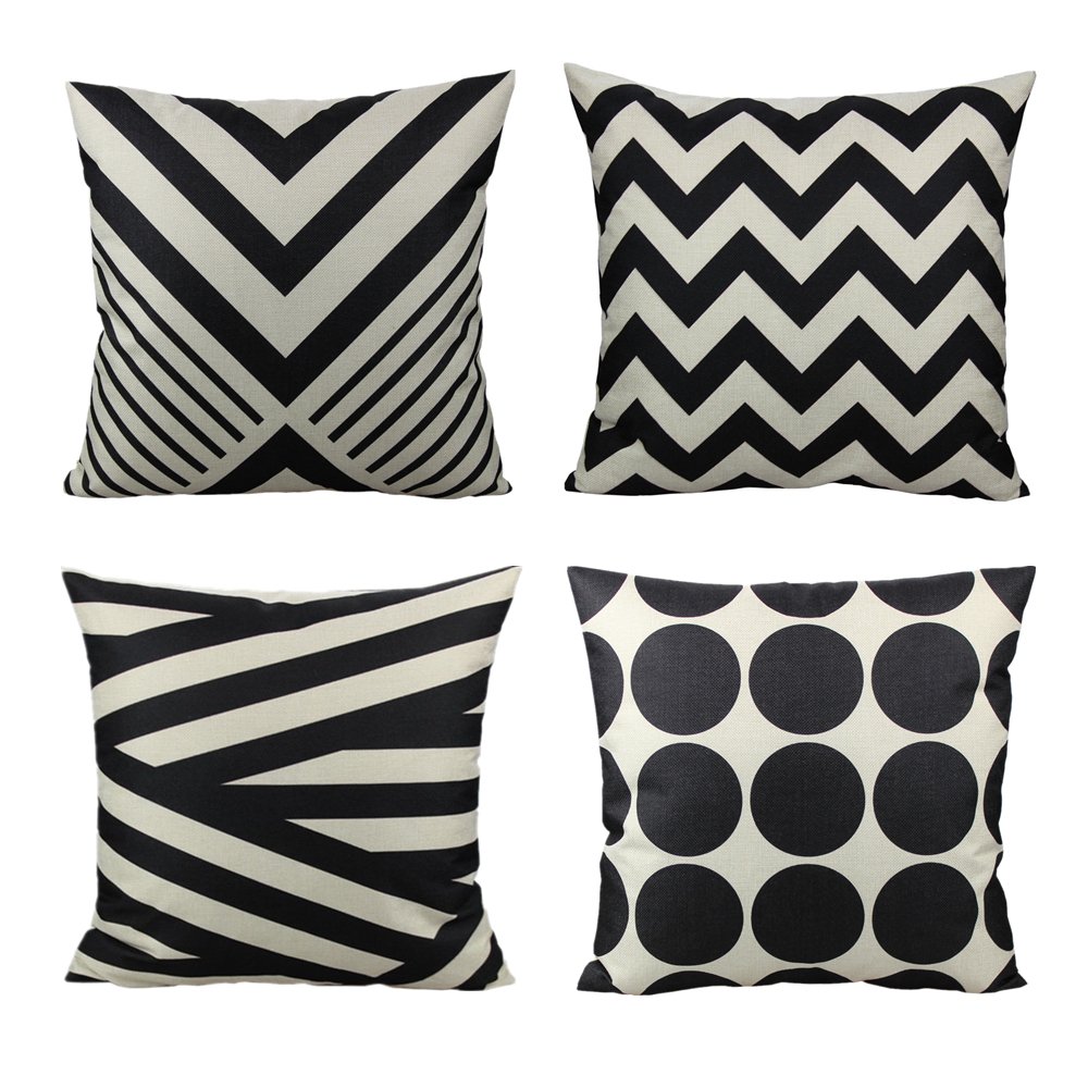 4Pack Black Stripes Decorative Throw Cushion Case Accent Pillow Covers