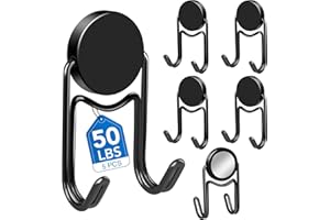 LOVIMAG Magnetic Hooks, 50lbs+ 2025 Cruise Cabin Ship Essentials Magnet Hook Heavy Duty Strong Magnets Refrigerator Fridge Hanging for Classroom Beach Vacation Kitchen Home Must Haves 5 Pcs (Black)
