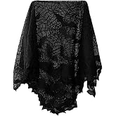 Spider Web Poncho Halloween Costumes for Women Plus Size Cozy Black Lace Bat Sexy Vampire Costume