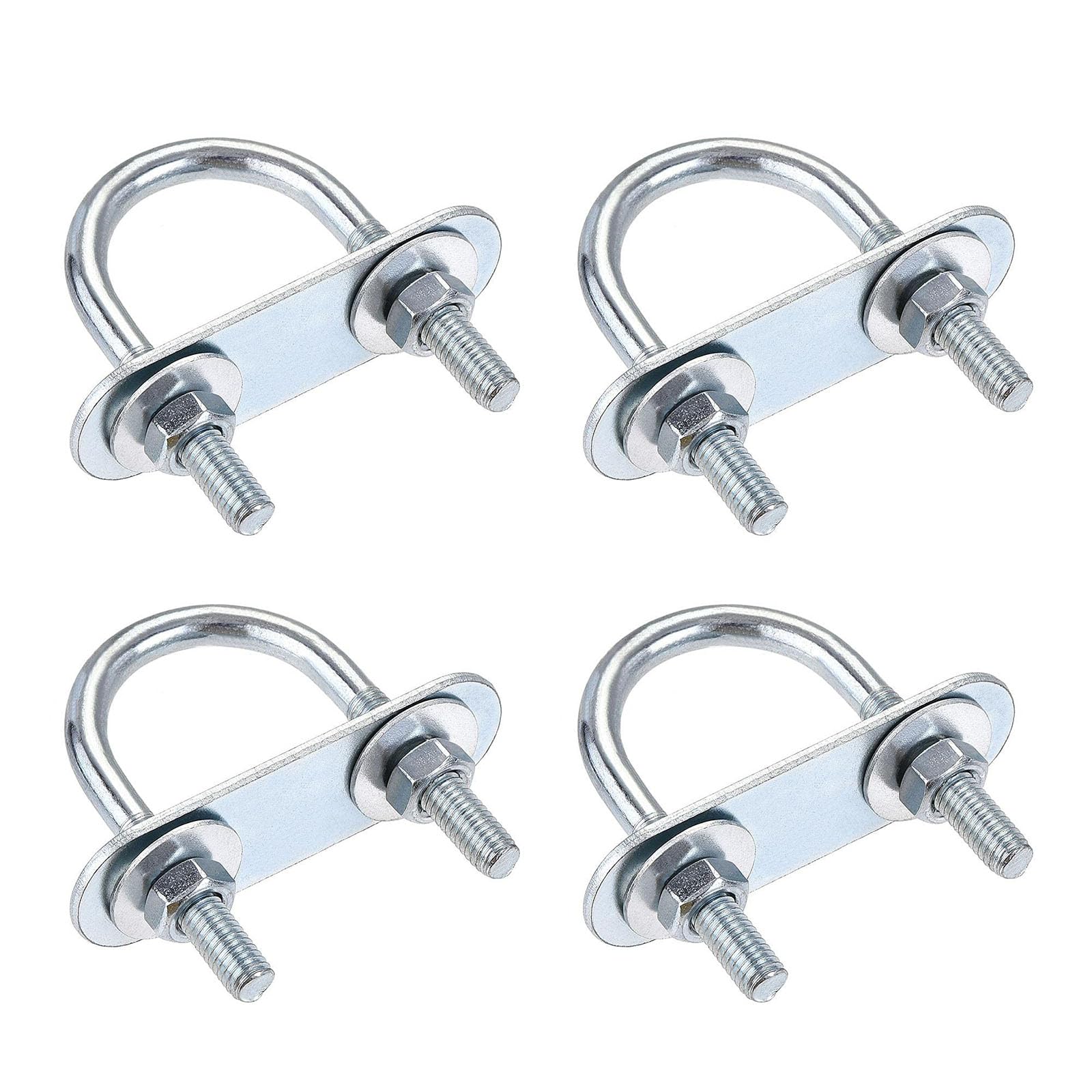 TA-VIGOR 4 sets M6 Round U-Bolts, 27mm Inner Width 53mm Length Steel U-Bolts with Nut, Plate, Washer for Attaching Piping Conduit Cable Tube Brackets Boat Trailer