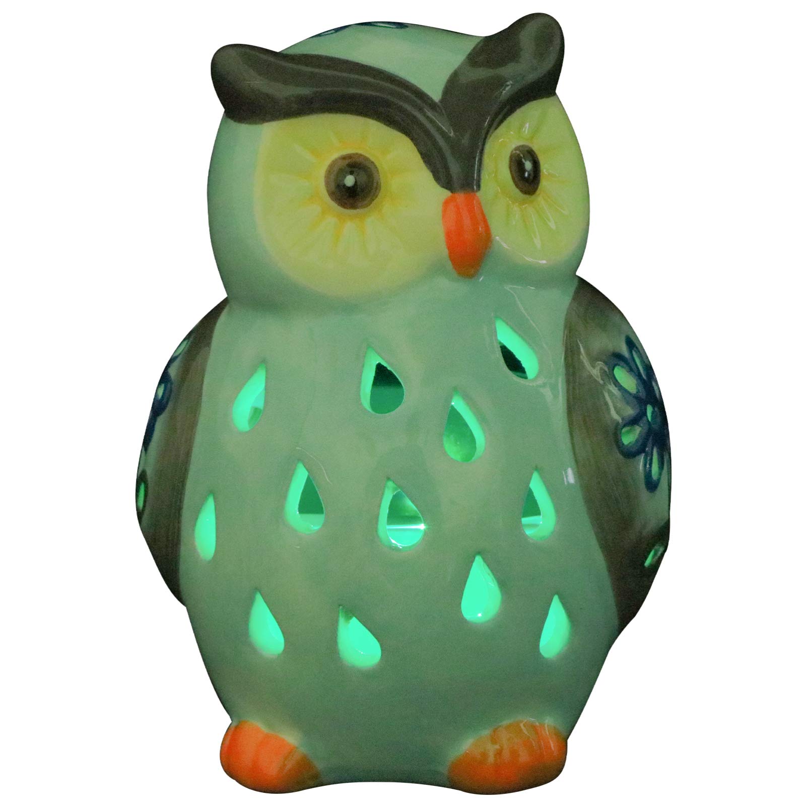 Mobestech Solar Powered Owl Light Ceramic Animal Shape Outdoor Garden Light Waterproof Figure Light for Lawn Yard Road Landscape