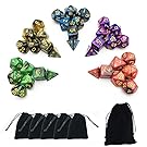 Smartdealspro 5 x 7-Die Series Two Colors Dungeons and Dragons DND RPG MTG Table Games Dice with FREE Pouches