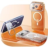 MAGIC JOHN for iPhone 17 Pro Max Magnetic Case with Foldable Stand, Full Camera Protection, Handheld Selfie, Never Yellowing, Camera Control Button, Speaker dust-Proof, Drop Protection, Clear