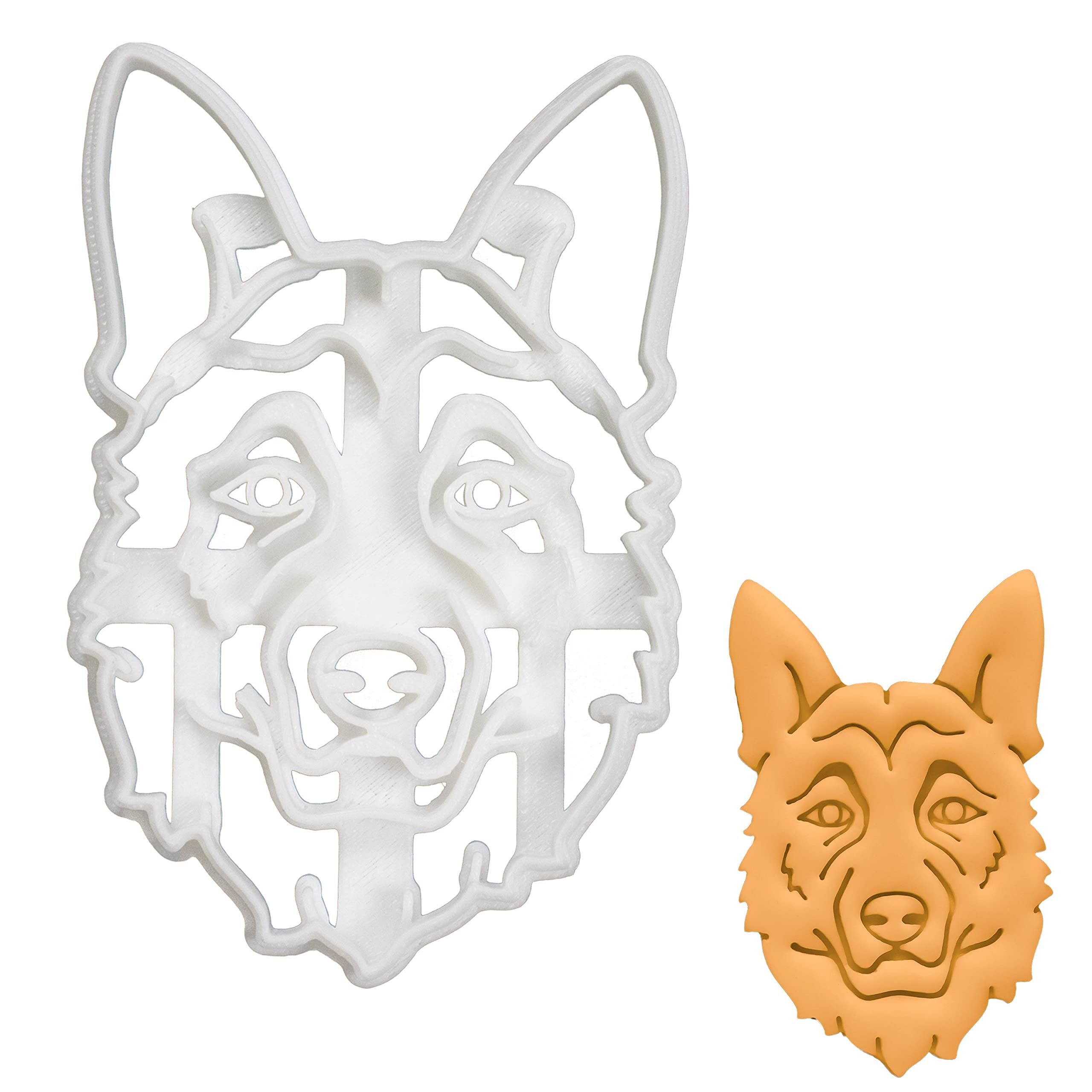 BAKERLOGY German Shepherd Face Cookie Cutter - Detailed Biscuit Cutter Design for Baking and Crafts, Ideal on Fondant, Dough, Clay