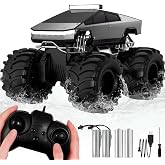 Cokzer Remote Control Car, 1:18 Amphibious RC Cars, 4WD All Terrain Off-Road Pickup, 2.4GHz Waterproof Cyber Truck, 360&deg; Rotatable Monster Truck Toys for Boys Christmas Birthday Gifts Age 6+ (Grey)