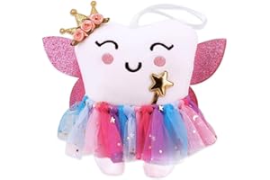 SQIMZAR Tooth Fairy Pillow,Tooth Fairy Plush Dolls Gifts for Girls with Pocket and Glittering Wings