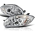 Spec-D Tuning LED Chrome Housing Clear Lens Projector Headlights Compatible with 2006-2008 Mitsubishi Eclipse, Left + Right Pair Headlamps Assembly