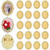 PH PandaHall 20PCS Cabochon Brooch Oval Blank Bezel Tray with Pin Vintage Style Golden Brooch Pins Cabochon Frame Photo Pins Base for Wedding Christmas Thanksgiving DIY Jewelry Making