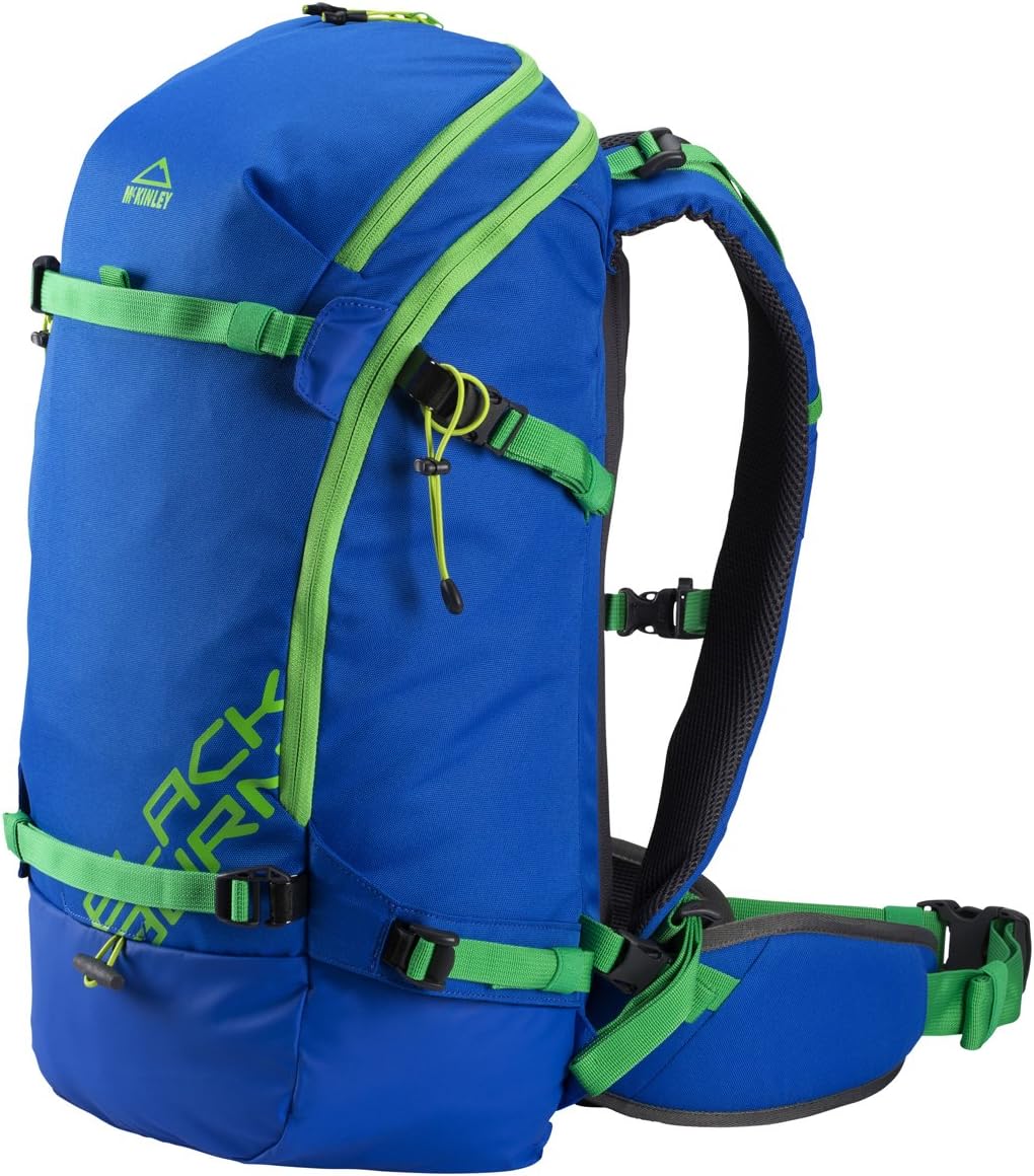 blue and green backpack