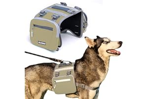 Ansukow Dog Backpack - Large Dog Backpack Harness for Outdoor Adventures, Hiking Dog Backpacks with Adjustable Straps - Durable Dog Packs for Hiking, Comfortable Backpack for Dogs to Wear,Khaki