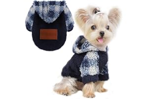 FETTORLER Dog Sweaters for Small Dogs Girl Boy Teddy Fleece Puppy Sweater Hoodie Winter Pet Clothes Outfit for Chihuahua Yorkie Cold Weather Dog Coat Warm Doggy Sweatshirt Clothing (XX-Small, Blue)