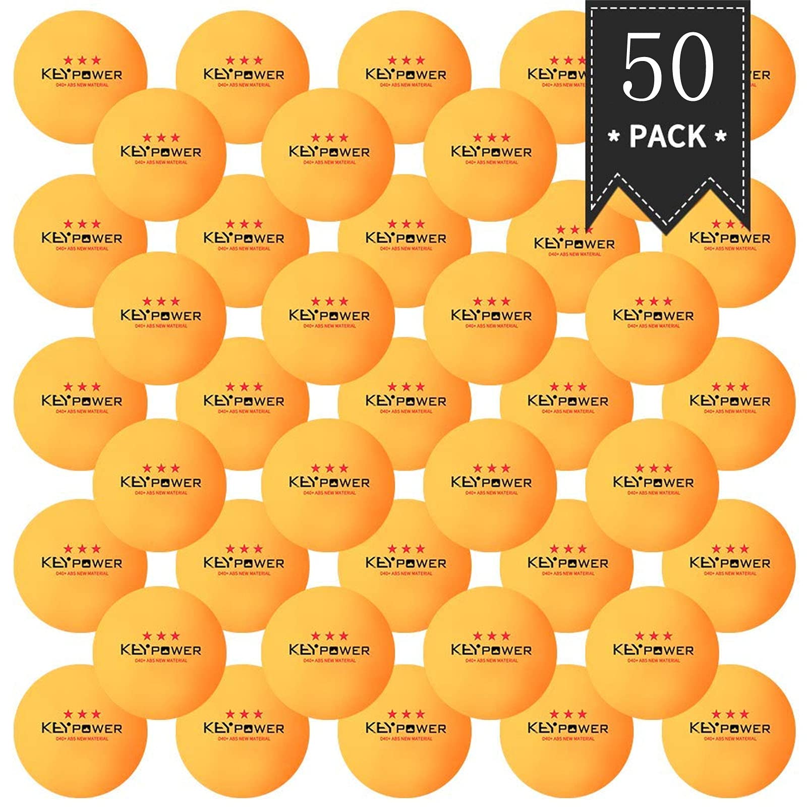 ENG 50Pcs Ping Pong Balls, Table Tennis Balls, Professional K40+ Ping Pong Balls in ABS resin 3 stars for Exercises, Workouts, Table Tennis Club, Amateurs, Games, Adults and Children,Yellow