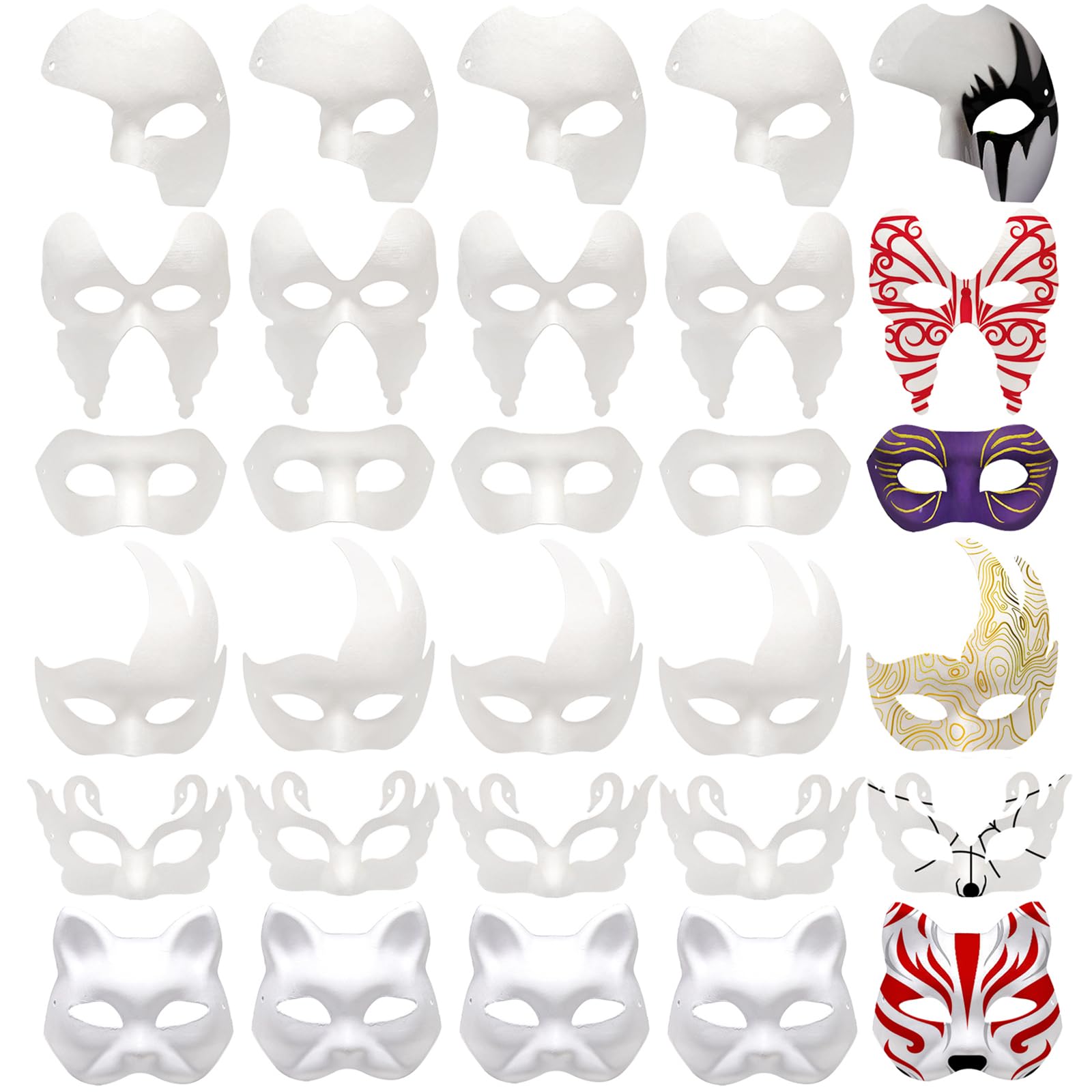 Photo 1 of Nicunom 30 Pack Paper Mache Art Masks, DIY Blank Masks Paintable Masquerade Mask White Half Face Masks Costume Craft Mask for Art Party Mardi Gras Cosplay Dance Halloween Christmas