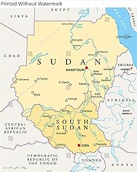 Wall Art Poster Print of Sudan and South Sudan