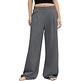 HeSaYep Women's Wide Leg Sweatpants Baggy Straight Leg Sweat Pants Elastic High Waisted Loose Pants with Pockets