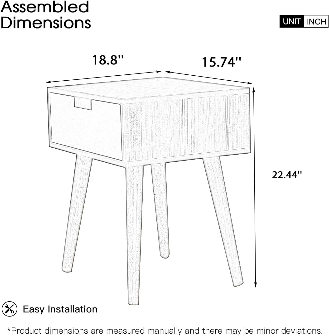 MOOSENG Wood Nightstand End Side Drawer and Open Shelf Accent Table Modern Furniture in Bedroom Home, Brown: Furniture & Decor