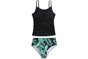 LKALPSQ Girls Swimsuits 2 Piece Bathing Suit Tropical Floral Swimwear 7-16 Years Beach Sport Halter Tankini