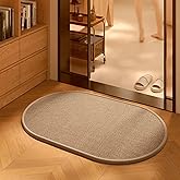 Eunoia Oval Bathroom Rug 16x24 Inch, Bath Mat Non Slip Washable,Quick Absorption & Durable, Soft Shag Bath Mats for Bathroom Floor, Tub and Shower, Light Brown