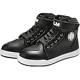 ILM Motorcycle Shoes for Men Black Waterproof Street Riding Protective Gear Breathable Powersport Anti-Slip Footwear with Ankle Support, Shift pad