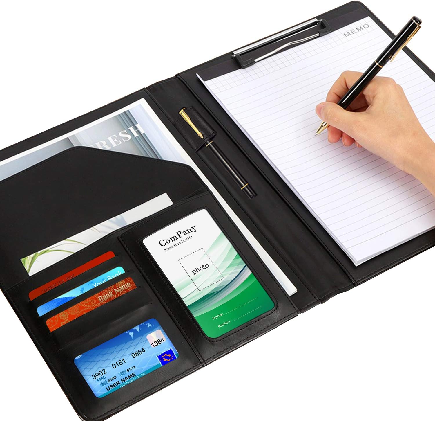 Leather Conference Folder A4 Padfolio with Notebook,Business Folder for Ipad,Laptop, Ideal for