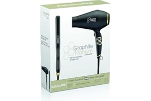 BabylissPRO Graphite Titanium Dryer & Graphite Titanium Flat Iron 1" Prepack