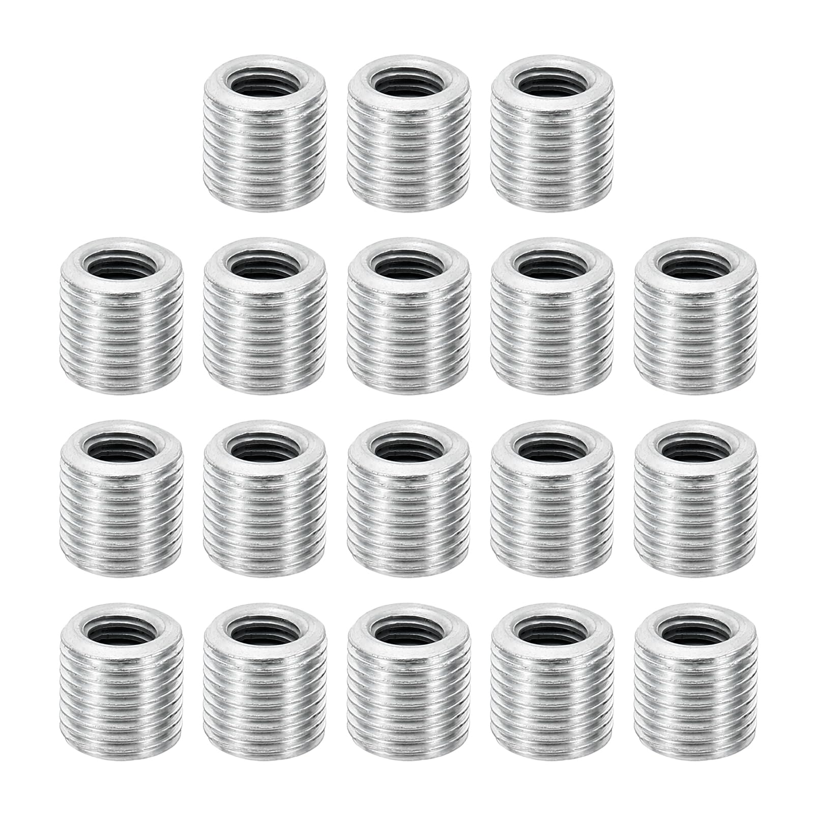 PATIKIL M10xM6x10mm Metal Threaded Repair Insert Nut, 18Pcs Male to Female Fine Thread Sleeve Inserts Reducing Nut Adapter Reducer Screw Sleeves, White Zinc
