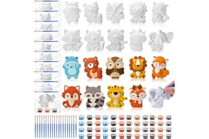 Simgoing 20 Set Jungle Animals Ceramic Painting Kit DIY Ceramic to Paint Your Own Safari Animal Figurines Unpainted Plaster Arts and Craft for Adults Christmas Birthday Party Favors