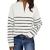 LILLUSORY Women's Quarter Zip Striped Oversized Sweater 2026 Mock Turtleneck Fall Fashion Outfit