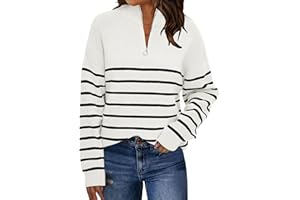 LILLUSORY Women's Quarter Zip Striped Oversized Sweater 2026 Mock Turtleneck Fall Fashion Outfit