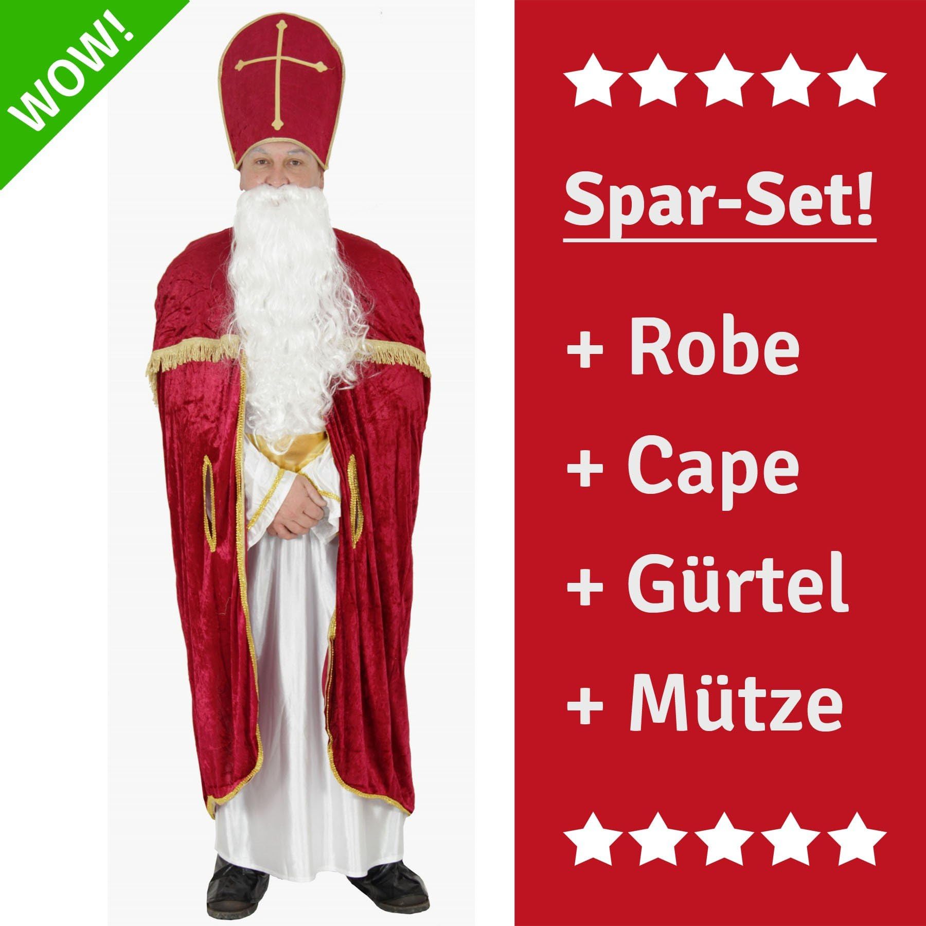 FOXXEO Santa Claus costume for men bishop costume Santa Claus cape bishop robe, size: XL