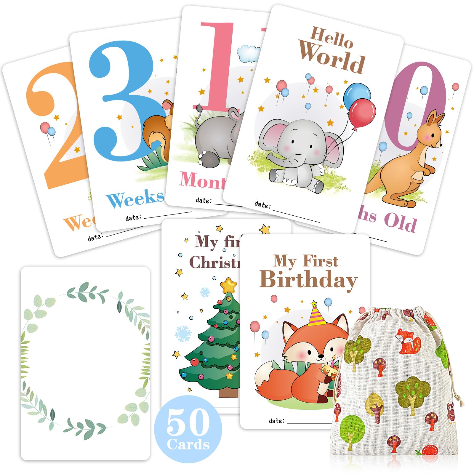 HOWAF Baby Milestone Cards - Monthly Cards for New Parents, Boy & Girl Newborn Gifts, Pregnancy Keepsake