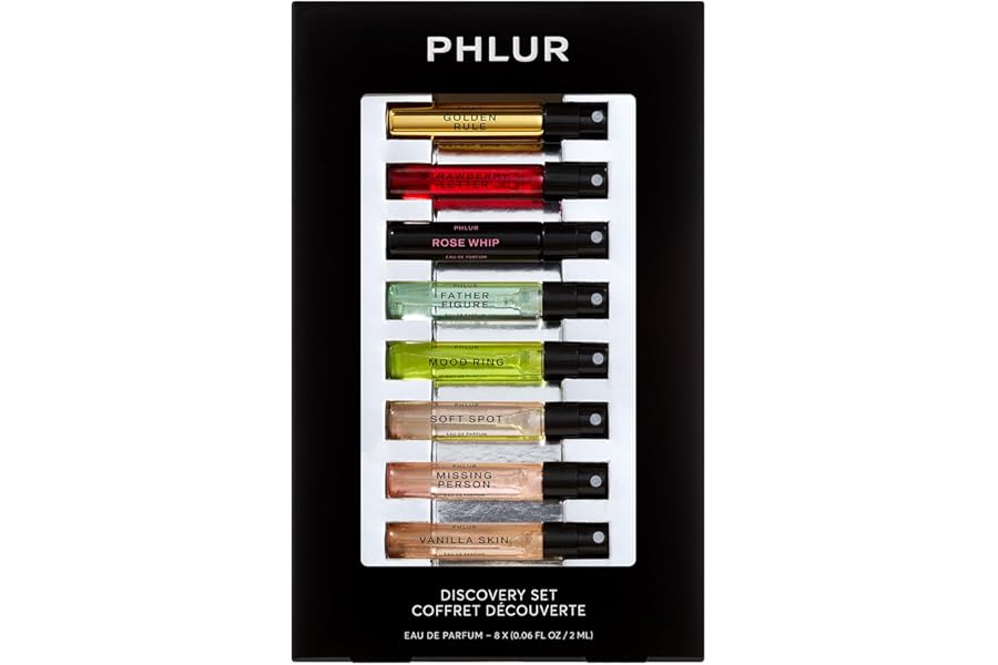 PHLUR Fragrance Discovery Set (2025) – 8pc Perfume Sample Set ft. New Releases Vanilla Skin, Rose Whip & Golden Rule – 2mL Mini Perfume Fine Fragrance Samples (8 x 2mL)