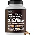 BioSchwartz Mushroom Complex - Organic Lions Mane Supplement Capsule with Reishi, Turkey Tail, Cordyceps, Shiitake, Chaga, Black Pepper for Max Absorption - Supports Energy, Focus, Memory, 90 Count