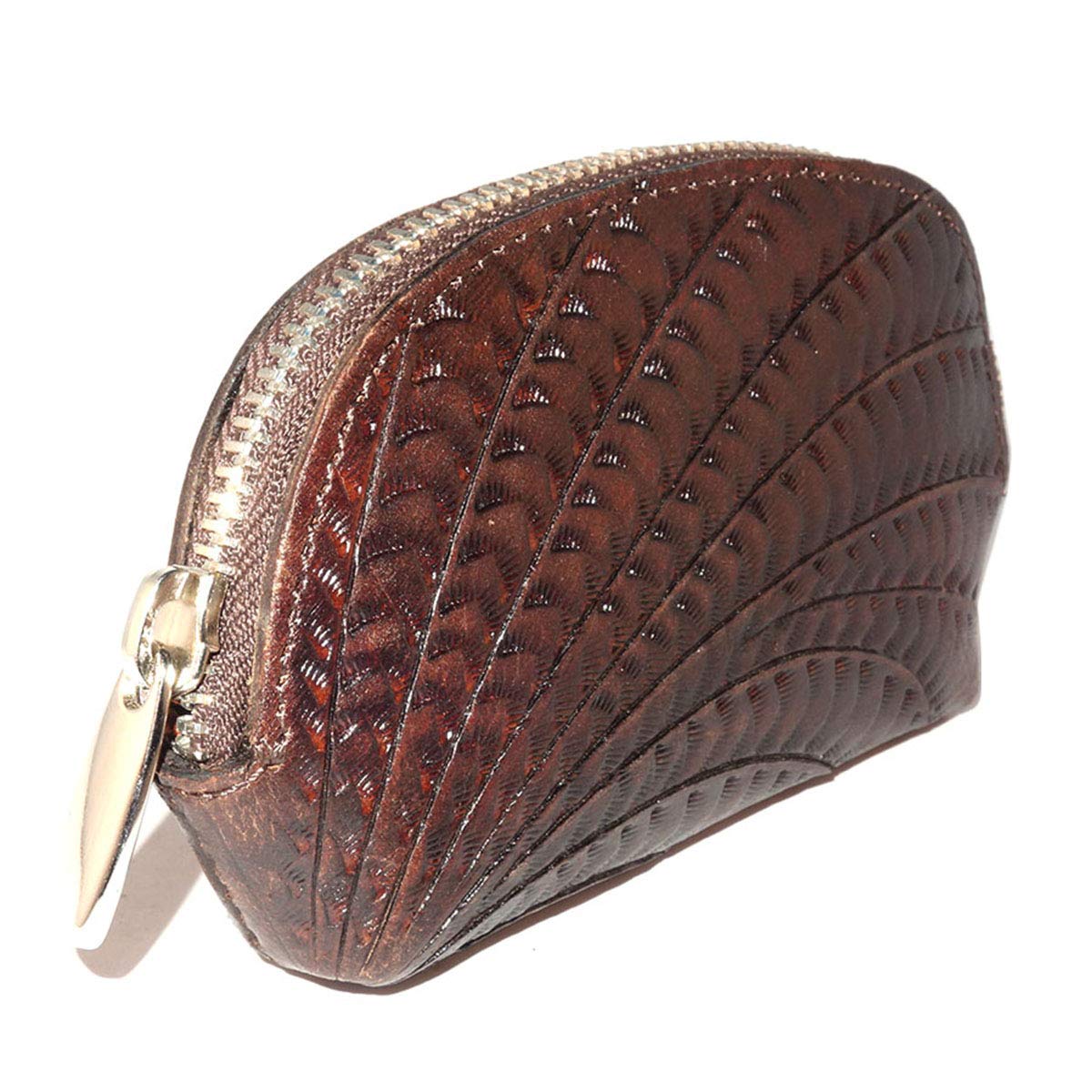 Handmade Genuine Leather Coin Purse, Hand Purse, Vintage Gift Pouch, Change Purse, Dark Brown, S, Half Round