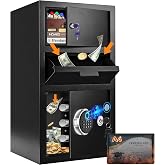 5.8 Cuft Large Fireproof Biometric Drop Safe for Business | Anti-Theft Safe with Quick Drop Slot, Digital Keypad and Spare Key, Safe Box for Home Office Retail Store Mail Church