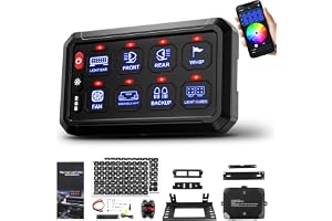 SUPAREE 8 Gang Switch Panel RGB LED Lighted Control Pod | Bluetooth Relay Box with Toggle Momentary Strobe Function, Universal Auxiliary Control System