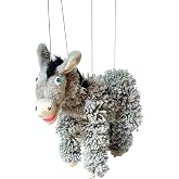 Artisan Owl Donkey Marionette Puppet - Yarn Donkey with Wooden Feet, Detachable Strings